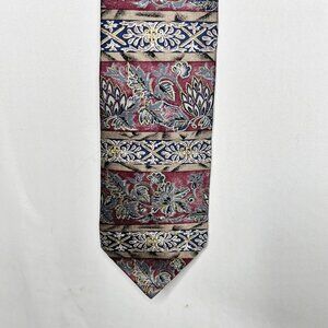 Aldo Ponti Men’s Neck Tie 3 ¼” Maroon Blue Beige Black 100% Silk Floral Necktie